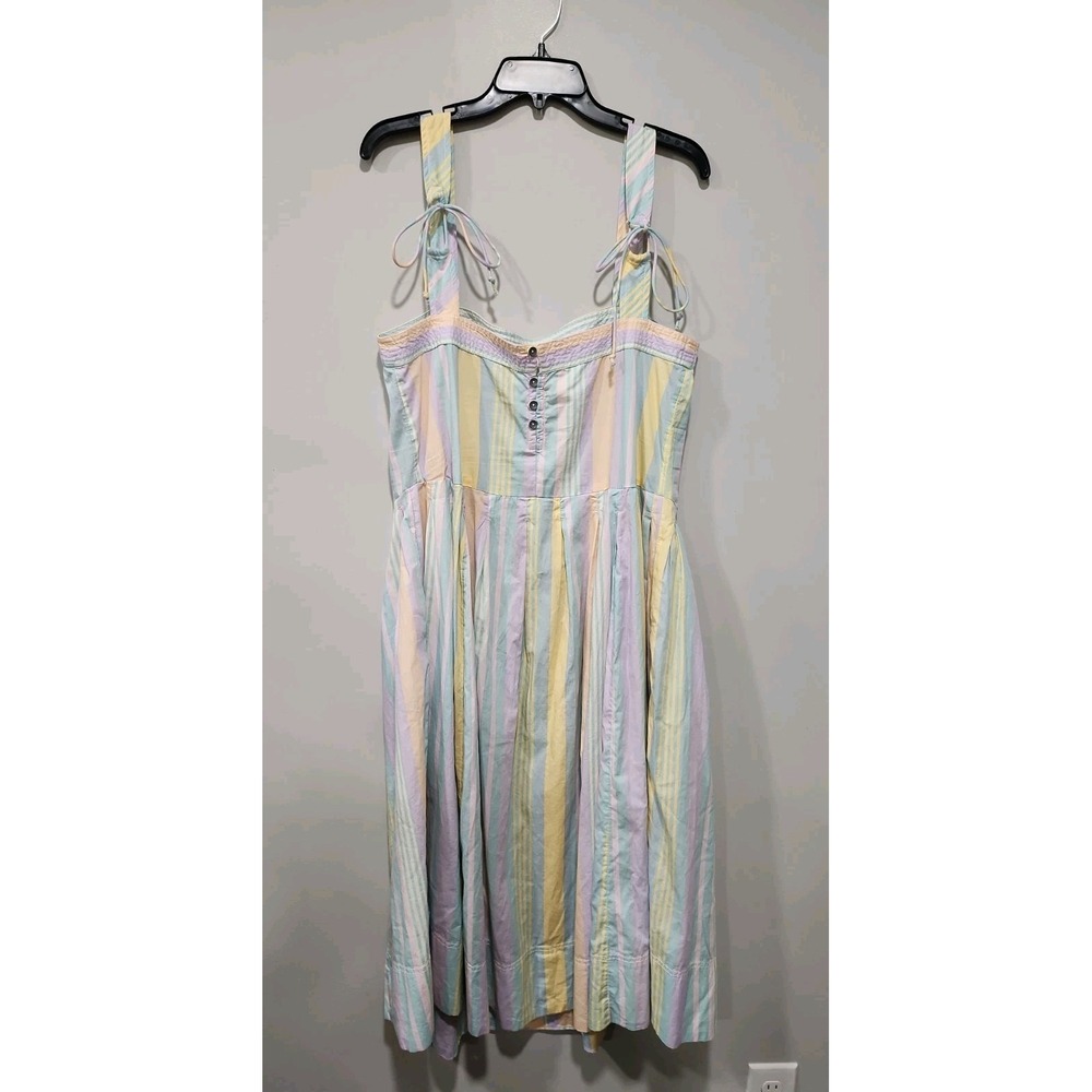 Free People NWT Dress Womens L Sundress Midi Pastel Combo C8130 Sleeveless New - Picture 11 of 13